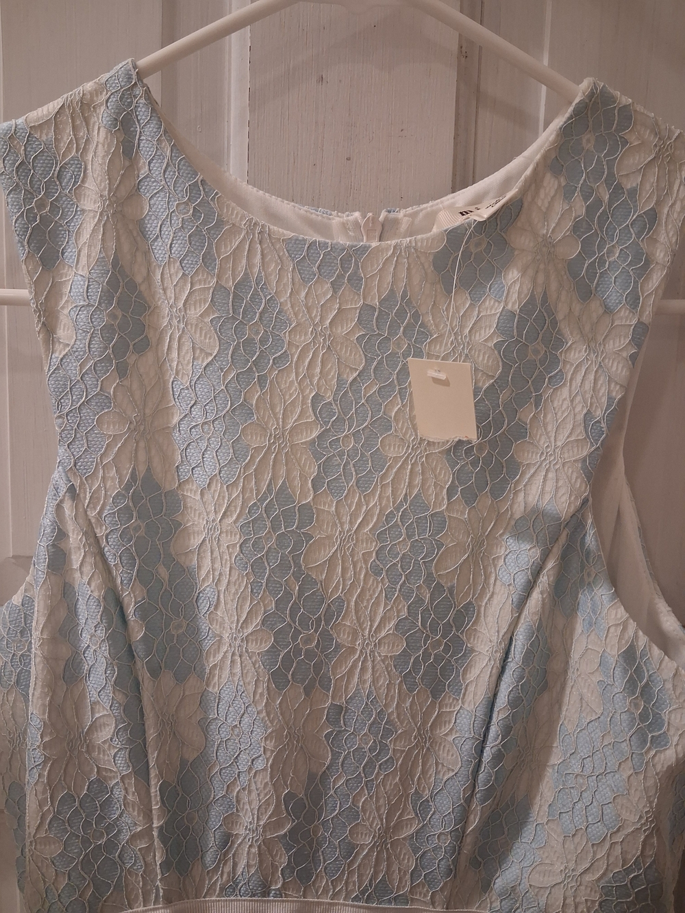 Francesca's Collections Light Blue and White Lace Midi Dress - Picture 2 of 4